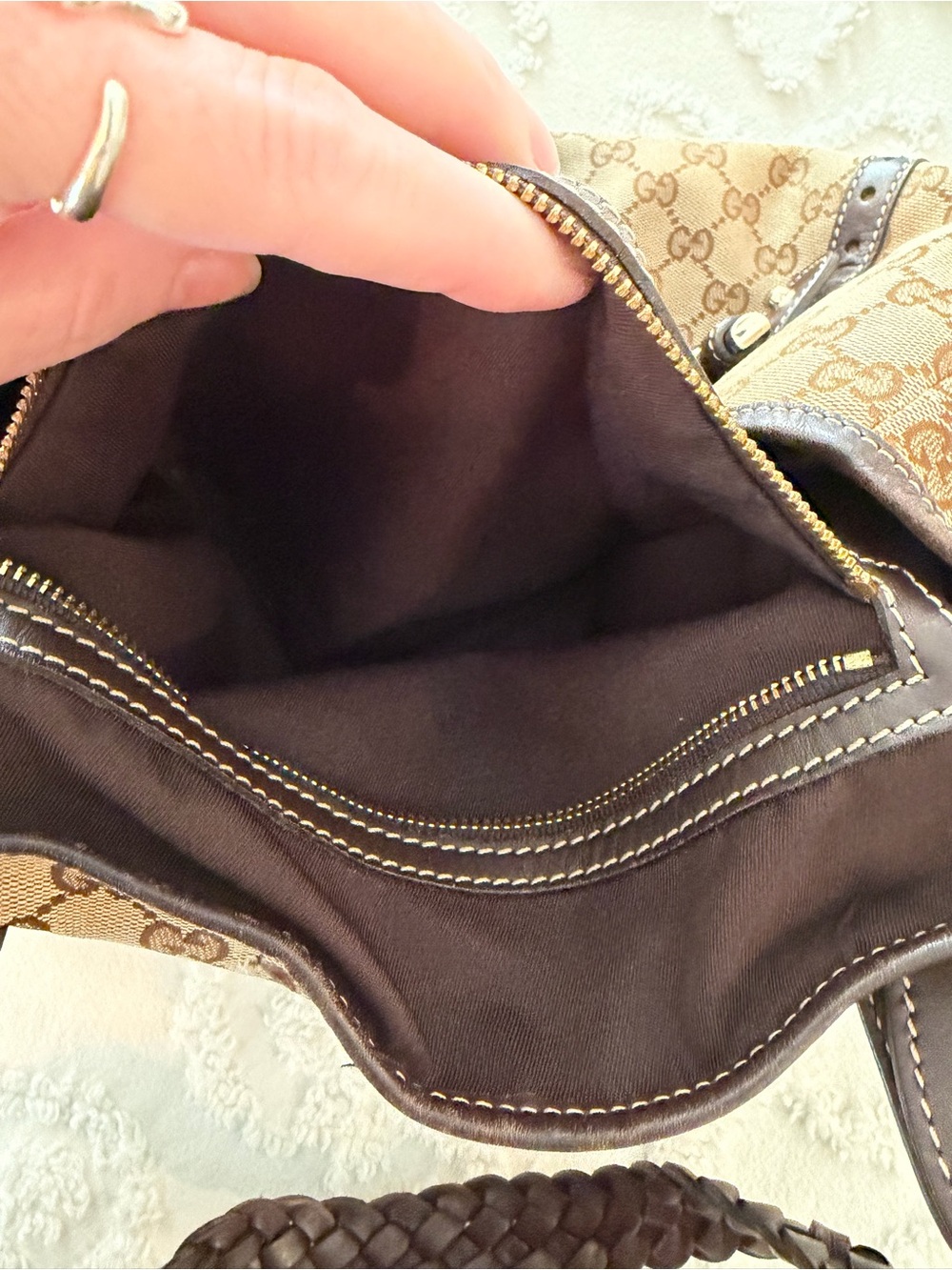 Gucci GG Canvas Braided-Handle Shoulder Bag - Picture 11 of 13